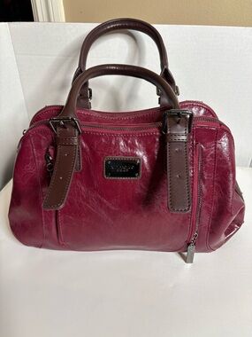 Xidibaoluo Burgundy Leather Purse Shoulder Bag Satchel Crossbody  Strap XDBL